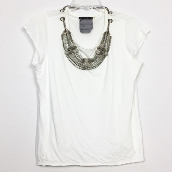 Alice + Olivia Tops - Alice + Olivia Grommet Detachable Necklace T Shirt